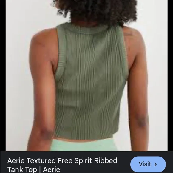 Aerie Ribbed Tank Top - Olive - Picture 2 of 6